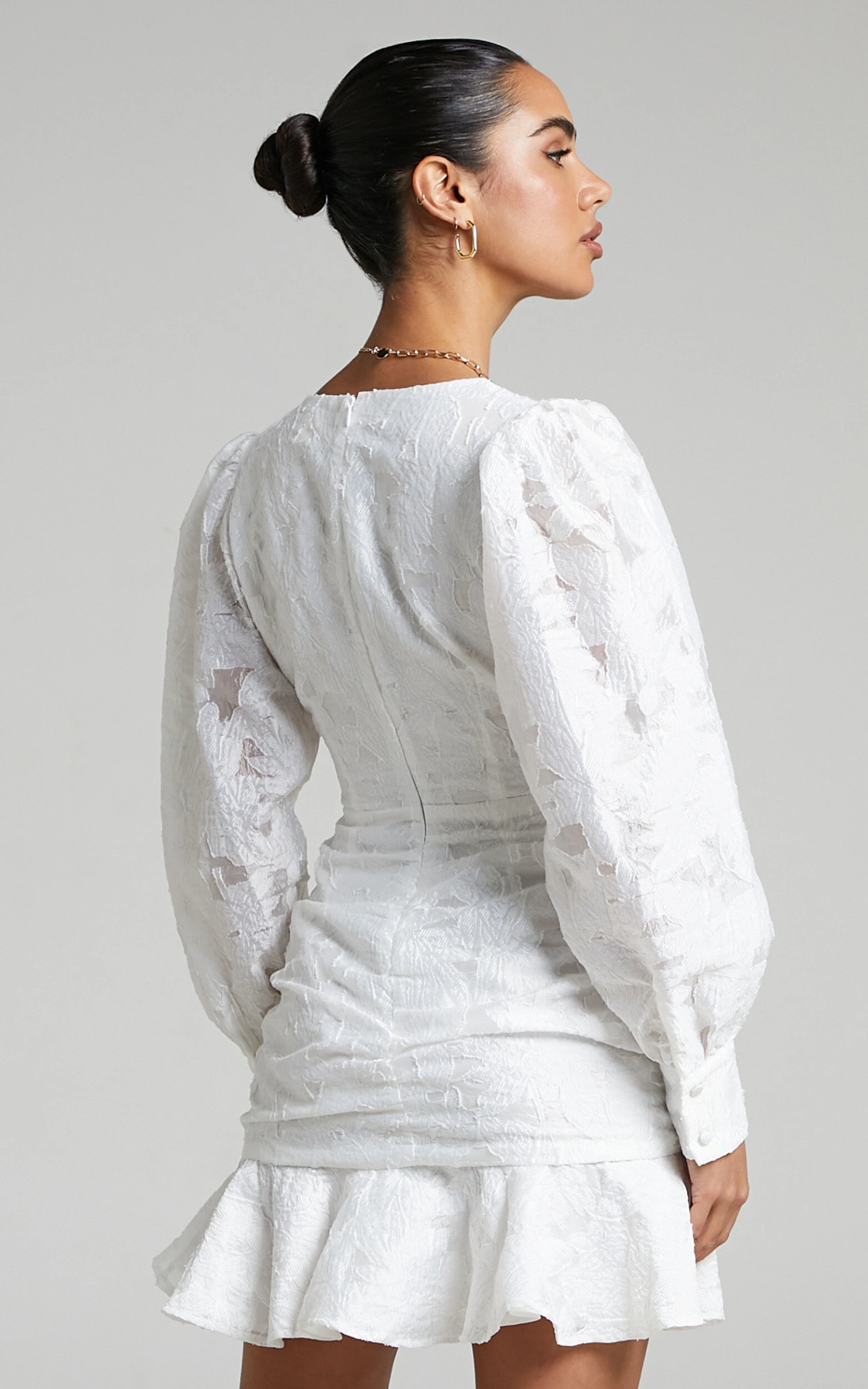 Showpo Baxia Textured Balloon Sleeve Mini Dress In White 7 Showpo Baxia Textured Balloon Sleeve Mini Dress In White - Image 7