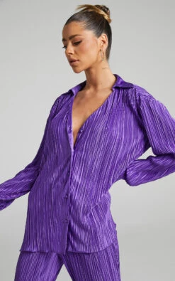 Showpo Beca Plisse Button Up Shirt In Purple 11 Showpo Beca Plisse Button Up Shirt In Purple -Showpo Women's Clothing Store Beca Plisse Button Up Shirt in Purple 2528ST21070043092529 1