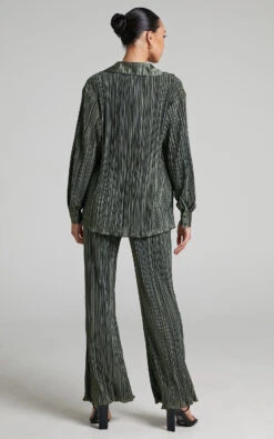 Showpo Beca Plisse Button Up Shirt In Olive -Showpo Women's Clothing Store Beca Plisse Button up Shirt in Olive 2528ST21070043022529 5