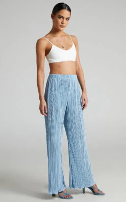 Showpo Beca High Waisted Plisse Flared Pants In Cornflower 11 Showpo Beca High Waisted Plisse Flared Pants In Cornflower -Showpo Women's Clothing Store Beca Plisse Flared Pants in Cornflower 2528SB21070024102529 3