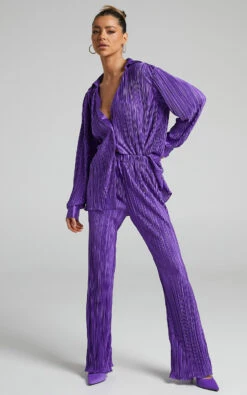 Showpo Beca High Waisted Plisse Flared Pants In Purple 12 Showpo Beca High Waisted Plisse Flared Pants In Purple -Showpo Women's Clothing Store Beca Plisse Flared Pants in Purple 2528SB21070024112529 1