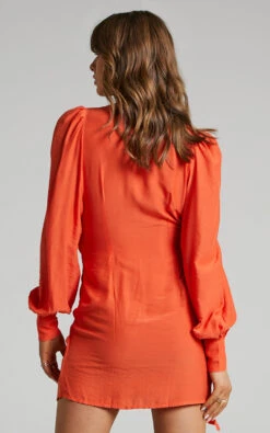 Showpo Bellefleur Faux Wrap Mini Dress In Orange 17 Showpo Bellefleur Faux Wrap Mini Dress In Orange -Showpo Women's Clothing Store Bellefleur wrap dress in Orange 2528SD21080006012529 7