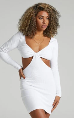 Showpo Blanchett Long Sleeve Mini Dress In Off White 12 Showpo Blanchett Long Sleeve Mini Dress In Off White -Showpo Women's Clothing Store Blanchett Long Sleeve Mini Dress in Off White 2528SD21070091022529 3