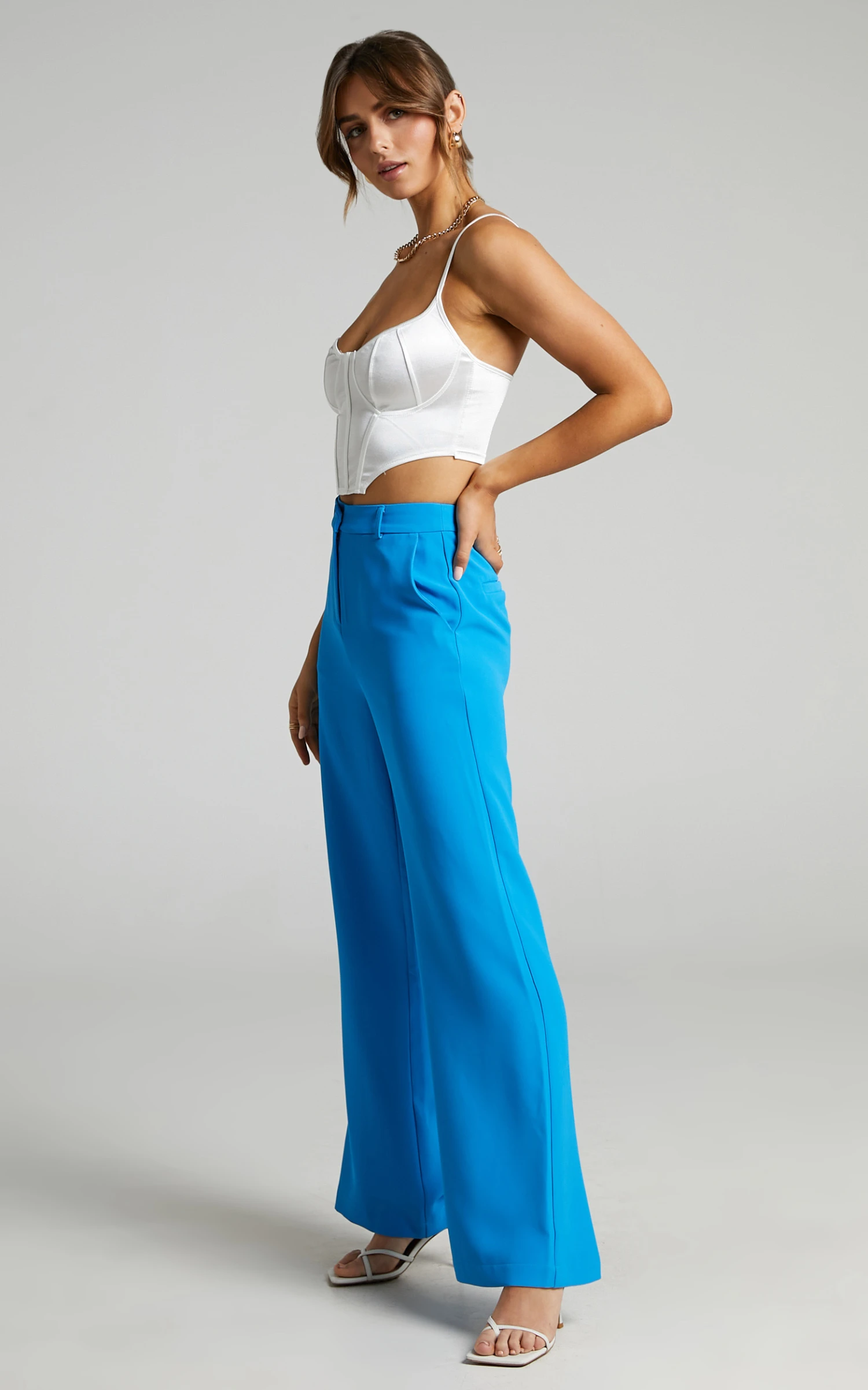 Showpo Bonnie High Waisted Tailored Wide Leg Pants In Blue 7 Showpo Bonnie High Waisted Tailored Wide Leg Pants In Blue - Image 7