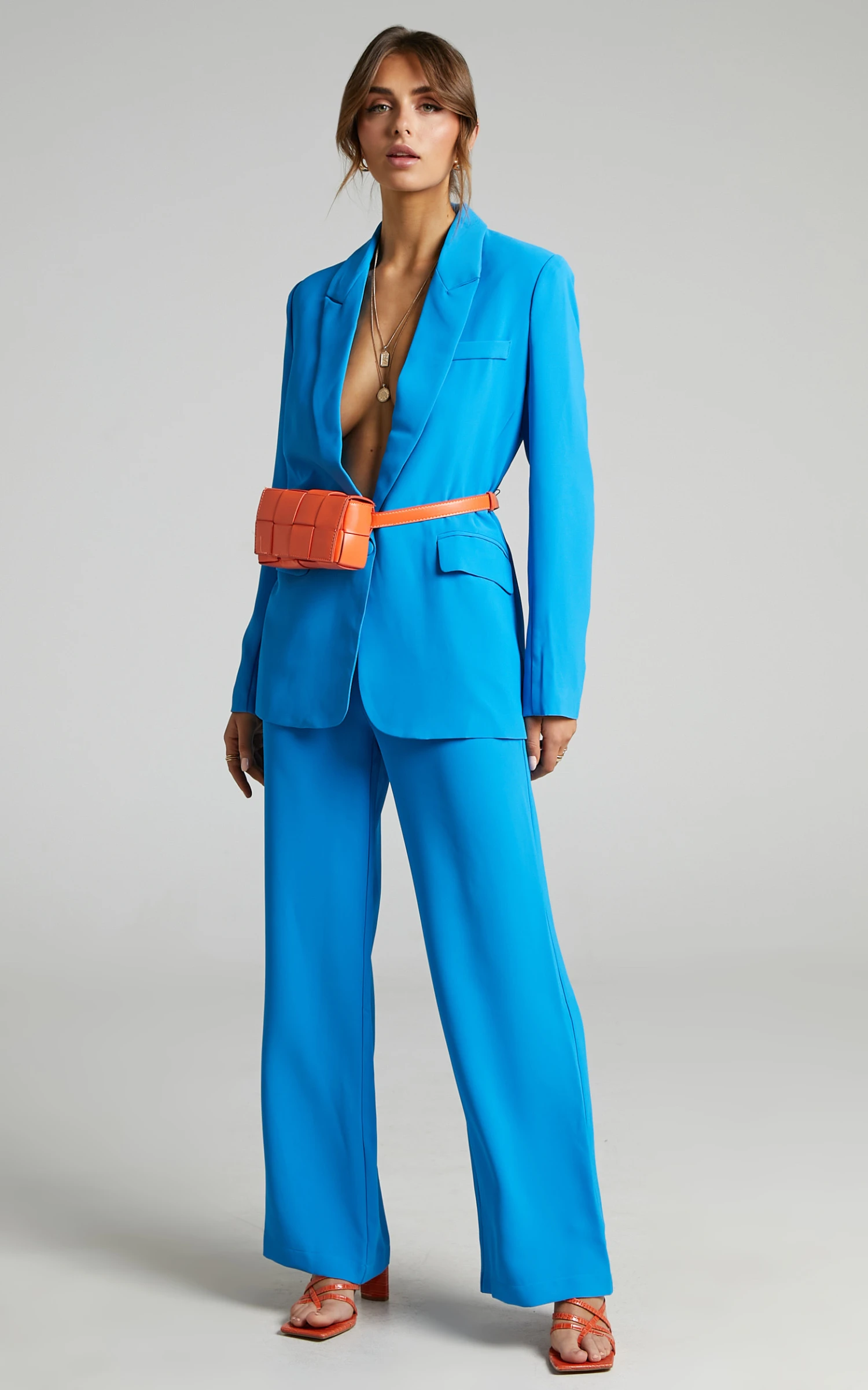 Showpo Bonnie High Waisted Tailored Wide Leg Pants In Blue 4 Showpo Bonnie High Waisted Tailored Wide Leg Pants In Blue - Image 4