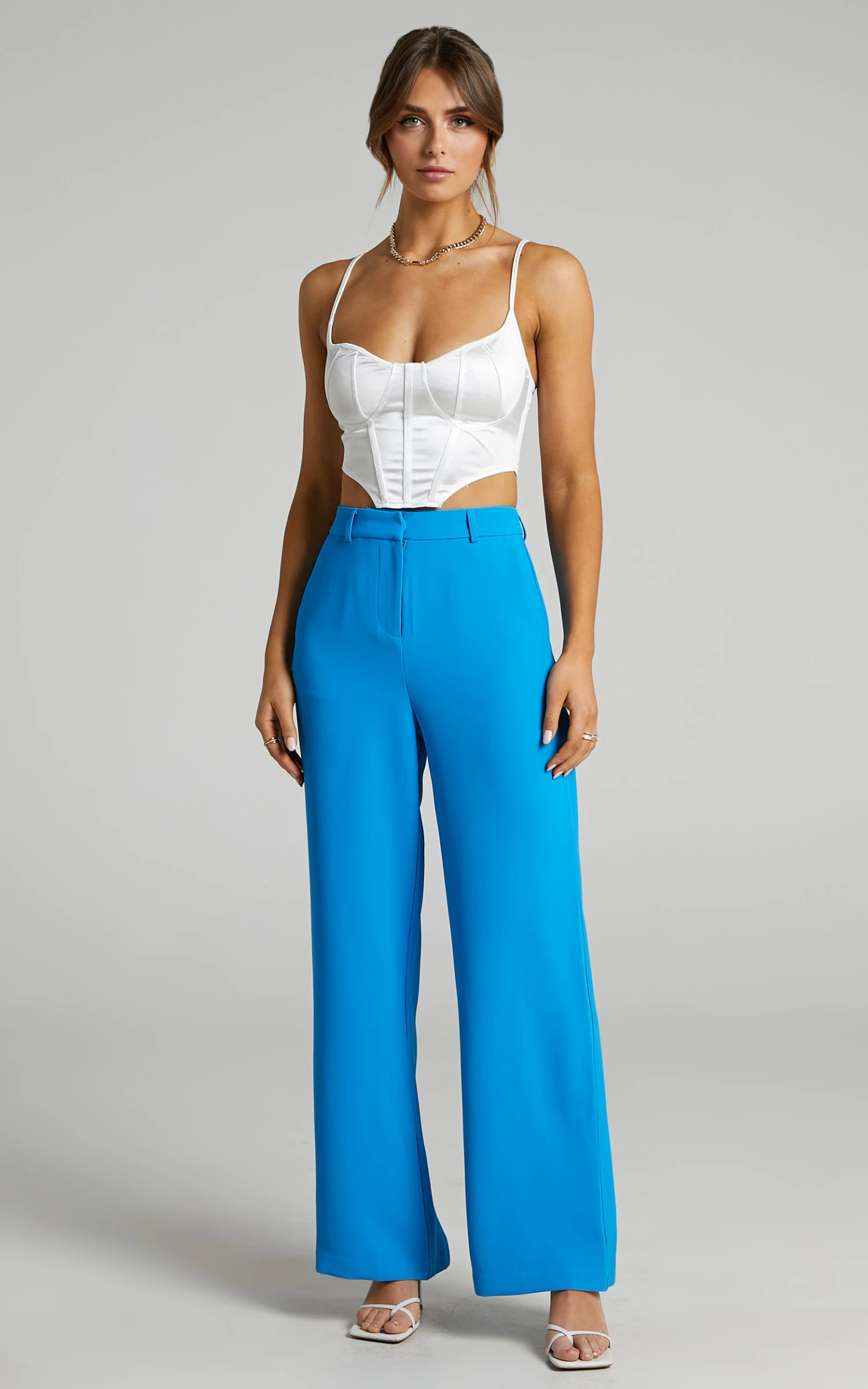 Showpo Bonnie High Waisted Tailored Wide Leg Pants In Blue 5 Showpo Bonnie High Waisted Tailored Wide Leg Pants In Blue - Image 5