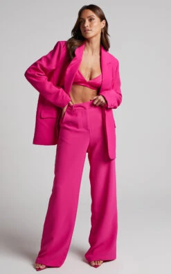 Showpo Michelle Oversized Plunge Neck Button Up Blazer In Pink 14 Showpo Michelle Oversized Plunge Neck Button Up Blazer In Pink -Showpo Women's Clothing Store Bonnie Tailored Wide Leg Pants in Pink 2528SB21080028072529