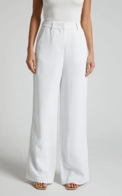 Showpo Bonnie High Waisted Tailored Wide Leg Pants In White -Showpo Women's Clothing Store Bonnie Tailored Wide Leg Pants in White