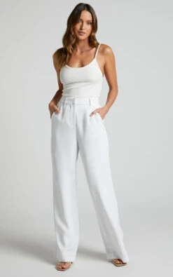 Showpo Bonnie High Waisted Tailored Wide Leg Pants In White -Showpo Women's Clothing Store Bonnie Tailored Wide Leg Pants in White 2