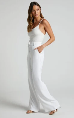 Showpo Bonnie High Waisted Tailored Wide Leg Pants In White -Showpo Women's Clothing Store Bonnie Tailored Wide Leg Pants in White 5