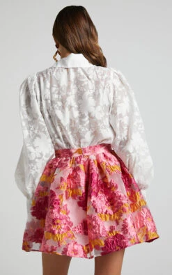 Showpo Brailey Full Mini Skirt In Pink Jacquard 14 Showpo Brailey Full Mini Skirt In Pink Jacquard -Showpo Women's Clothing Store Brailey Full Mini Skirt in Pink Jacquard 6