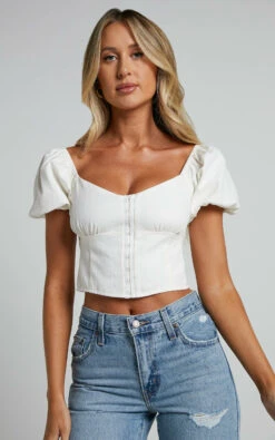 Showpo Braxia Puff Sleeve Off Shoulder Corset Top In White 14 Showpo Braxia Puff Sleeve Off Shoulder Corset Top In White -Showpo Women's Clothing Store Braxia Puff Sleeve Off Shoulder Corset Top in White 4