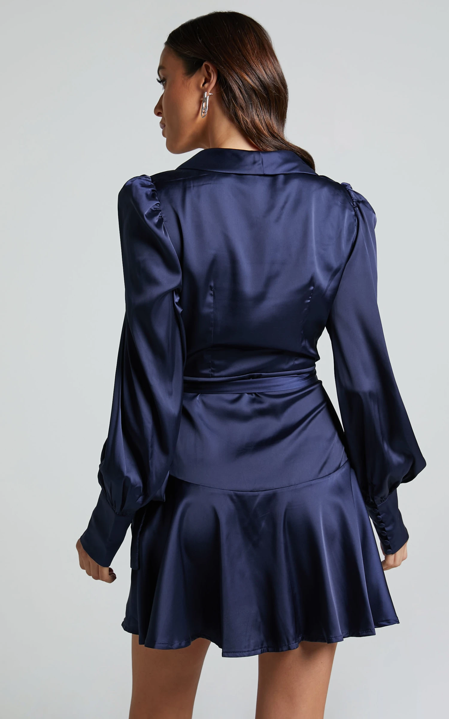 Showpo Breeana Wrap Mini Dress In Navy 8 Showpo Breeana Wrap Mini Dress In Navy - Image 8