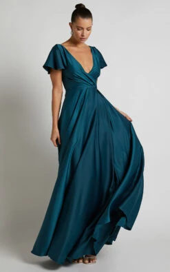 Showpo Bridgette Flutter Sleeve V-Neck Wrap Maxi Dress In Emerald 12 Showpo Bridgette Flutter Sleeve V-Neck Wrap Maxi Dress In Emerald -Showpo Women's Clothing Store Bridgette Flutter Sleeve V Neck Wrap Maxi Dress in Emerald 1