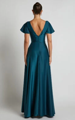 Showpo Bridgette Flutter Sleeve V-Neck Wrap Maxi Dress In Emerald 14 Showpo Bridgette Flutter Sleeve V-Neck Wrap Maxi Dress In Emerald -Showpo Women's Clothing Store Bridgette Flutter Sleeve V Neck Wrap Maxi Dress in Emerald 7