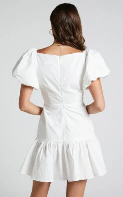 Showpo Brighton Puff Sleeve Ruffle Mini Dress In White 15 Showpo Brighton Puff Sleeve Ruffle Mini Dress In White -Showpo Women's Clothing Store Brighton Puff Sleeve Ruffle Mini Dress in White 5
