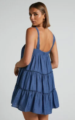 Showpo Brookie Tiered Mini Dress In Dark Blue 12 Showpo Brookie Tiered Mini Dress In Dark Blue -Showpo Women's Clothing Store Brookie Tiered Mini Dress in Dark Blue 3