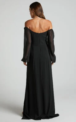 Showpo Bryanne Off The Shoulder Bishop Sleeve Maxi Dress In Black -Showpo Women's Clothing Store Bryanne Off The Shoulder Bishop Sleeve Maxi Dress in Black 7