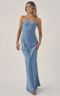 Showpo Charlita Strapless Cowl Back Satin Maxi Dress In Steel Blue 13 Showpo Charlita Strapless Cowl Back Satin Maxi Dress In Steel Blue -Showpo Women's Clothing Store CHARLITA STRAPLESS COWL BACK SATIN MAXI DRESS IN STEEL BLUE