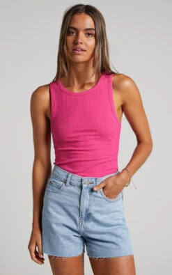 Showpo Cant You Tell Ribbed Tank Top In Hot Pink -Showpo Women's Clothing Store Cant You Tell Ribbed Tank Top in Hot Pink 2528S009222102529 3