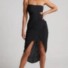 Showpo Carrie Midi Dress - Asymmetric Side Cut Out One Shoulder Dress In Black
