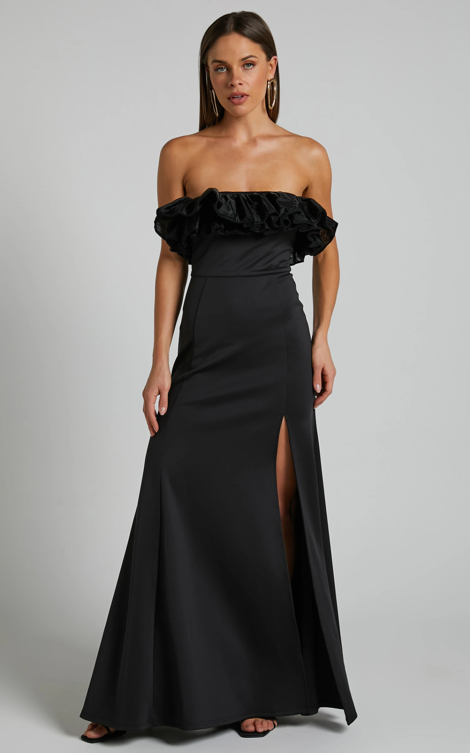 Showpo Cassius Off Shoulder Ruffle Ball Gown Dress In Black 6 Showpo Cassius Off Shoulder Ruffle Ball Gown Dress In Black - Image 6