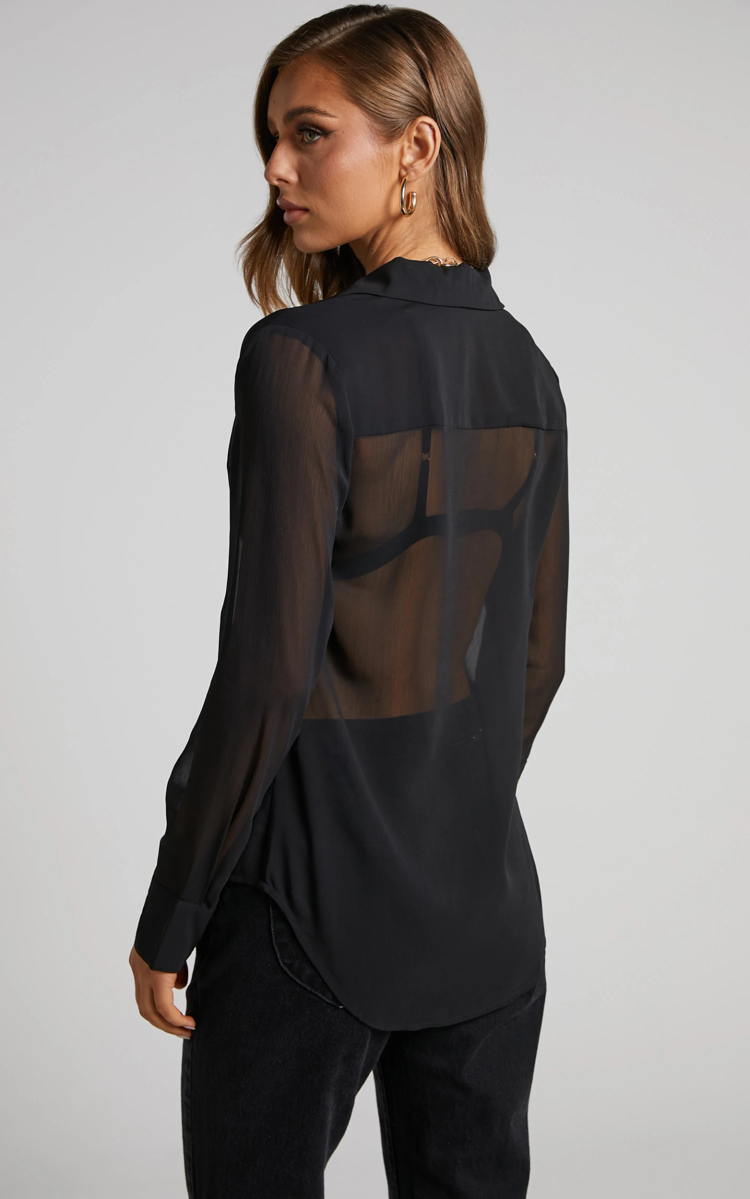 Showpo Cenette Long Sleeve Shirt In Black 6 Showpo Cenette Long Sleeve Shirt In Black - Image 6