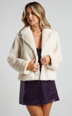Showpo Cezziah Fur Jacket In Cream