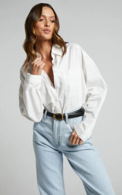 Showpo Chaemay Long Sleeve Shirt In White -Showpo Women's Clothing Store Chaemay Long Sleeve Shirt in White 5