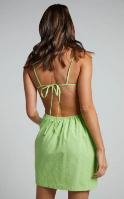 Showpo Chaila Gathered Open Back Cotton Mini Dress In Lime 16 Showpo Chaila Gathered Open Back Cotton Mini Dress In Lime -Showpo Women's Clothing Store Chaila Gathered Open Back Cotton Mini Dress in Lime 5