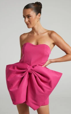 Showpo Charmilla Strapless Bow Front Mini Dress In Pink 9 Showpo Charmilla Strapless Bow Front Mini Dress In Pink -Showpo Women's Clothing Store Charmilla Strapless Bow Front Mini Dress in Pink 2528SD22080023022529 3