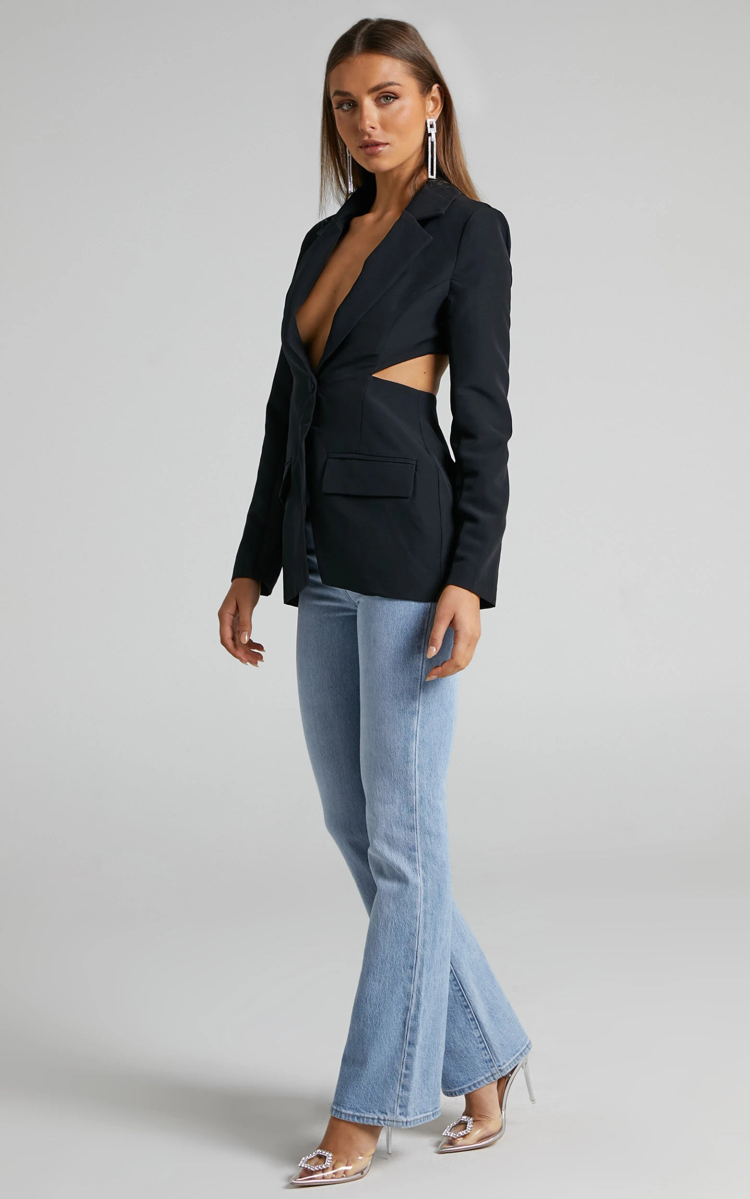 Showpo Chona Tailored Hourglass Cut Out Blazer In Black 3 Showpo Chona Tailored Hourglass Cut Out Blazer In Black - Image 3