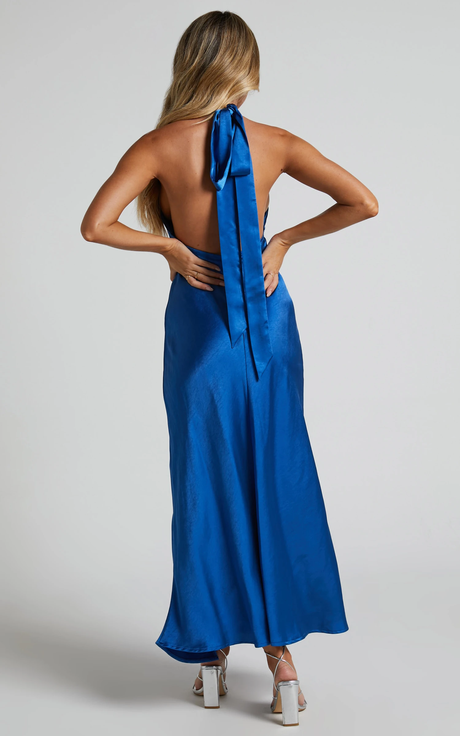 Showpo Clarabelle Halter Neck Thigh Slit Midi Dress In Cobalt Blue 8 Showpo Clarabelle Halter Neck Thigh Slit Midi Dress In Cobalt Blue - Image 8