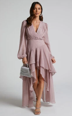 Showpo Claudita Maxi Dress - Long Sleeve High Low Hem Dress In Dusty Rose 12 Showpo Claudita Maxi Dress - Long Sleeve High Low Hem Dress In Dusty Rose -Showpo Women's Clothing Store Claudita Long Sleeve Hi Low Hem Maxi Dress in Dusty Rose