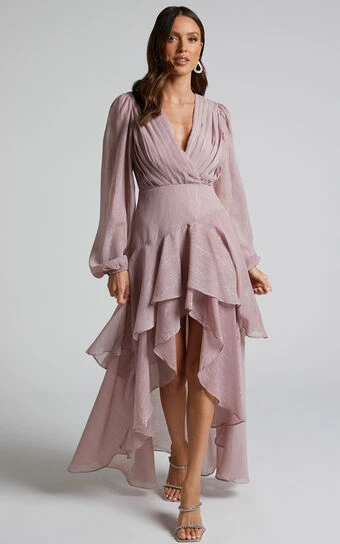 Showpo Claudita Maxi Dress - Long Sleeve High Low Hem Dress In Dusty Rose 1 Showpo Claudita Maxi Dress - Long Sleeve High Low Hem Dress In Dusty Rose
