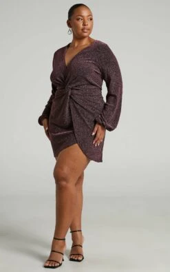 Showpo Mercia Twist Front Long Sleeve Mini Dress In Dark Pink 10 Showpo Mercia Twist Front Long Sleeve Mini Dress In Dark Pink -Showpo Women's Clothing Store DEV Mercia Twist Front Mini Dress in Dark Pink 2528SD22040071012529