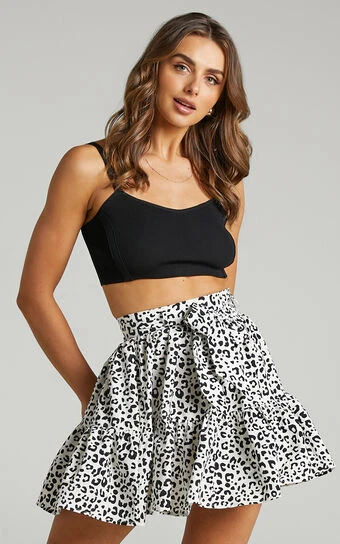 Showpo Daniella Tie Waist Mini Skirt In Black Print 1 Showpo Daniella Tie Waist Mini Skirt In Black Print