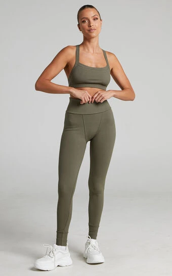 Showpo Dariko Ribbed Leggings In Khaki 1 Showpo Dariko Ribbed Leggings In Khaki