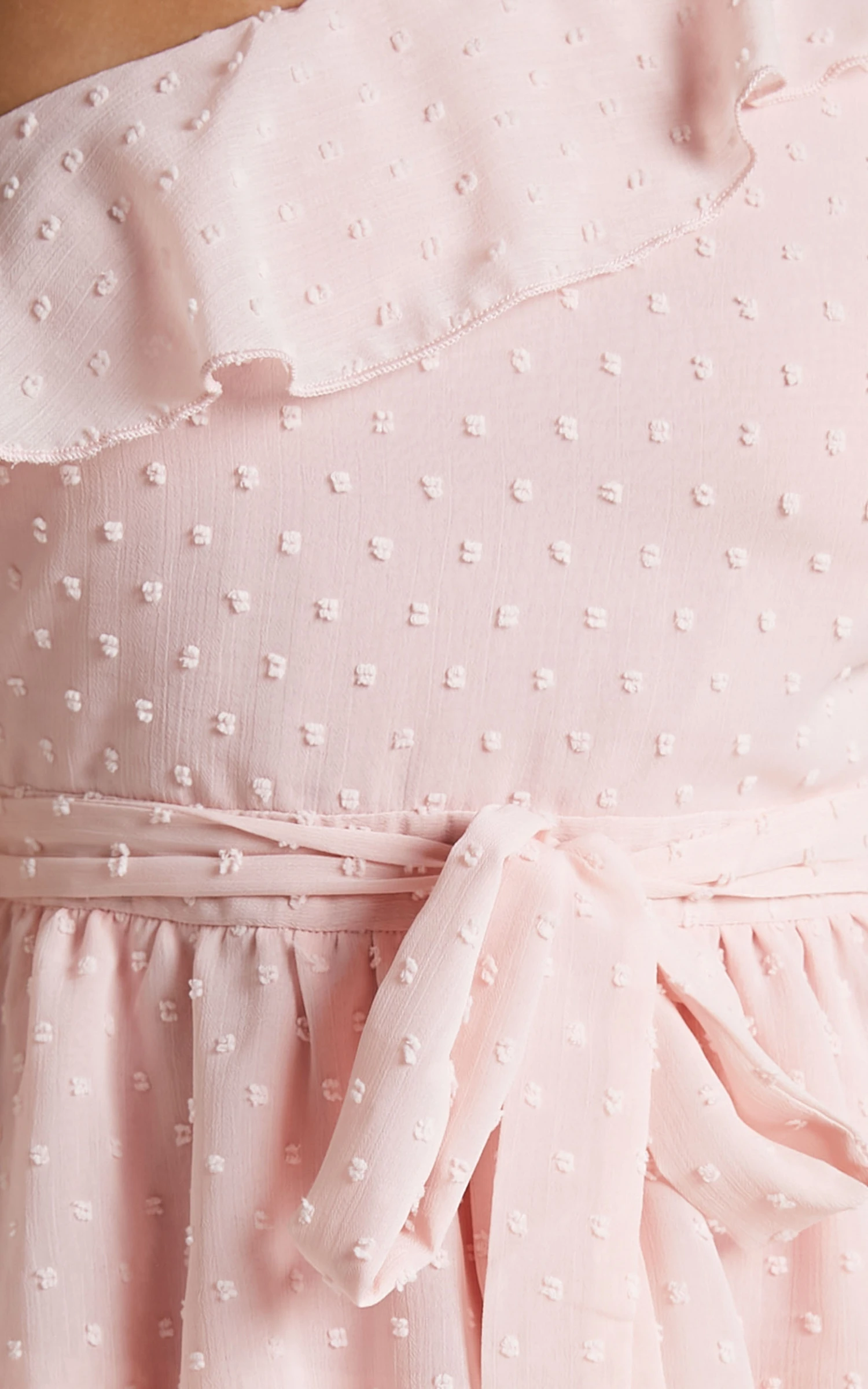 Showpo Darling I Am A Daydream One Shoulder Ruffle Mini Dress In Blush 6 Showpo Darling I Am A Daydream One Shoulder Ruffle Mini Dress In Blush - Image 6