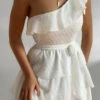 Showpo Darling I Am A Daydream One Shoulder Ruffle Mini Dress In White