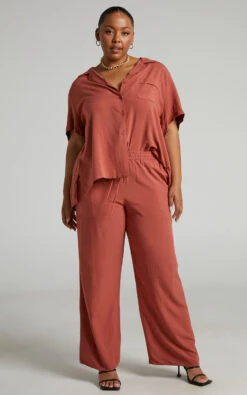 Showpo Devina High Waisted Straight Leg Pants In Clay -Showpo Women's Clothing Store Devina Pant in Clay 2528SB22060015012529 1