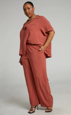 Showpo Devina High Waisted Straight Leg Pants In Clay -Showpo Women's Clothing Store Devina Pant in Clay 2528SB22060015012529 2