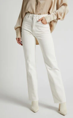 Showpo Dexter High Waisted Straight Leg Denim Jeans In Ecru 9 Showpo Dexter High Waisted Straight Leg Denim Jeans In Ecru -Showpo Women's Clothing Store Dexter Straight Leg Denim Jeans in Ecru