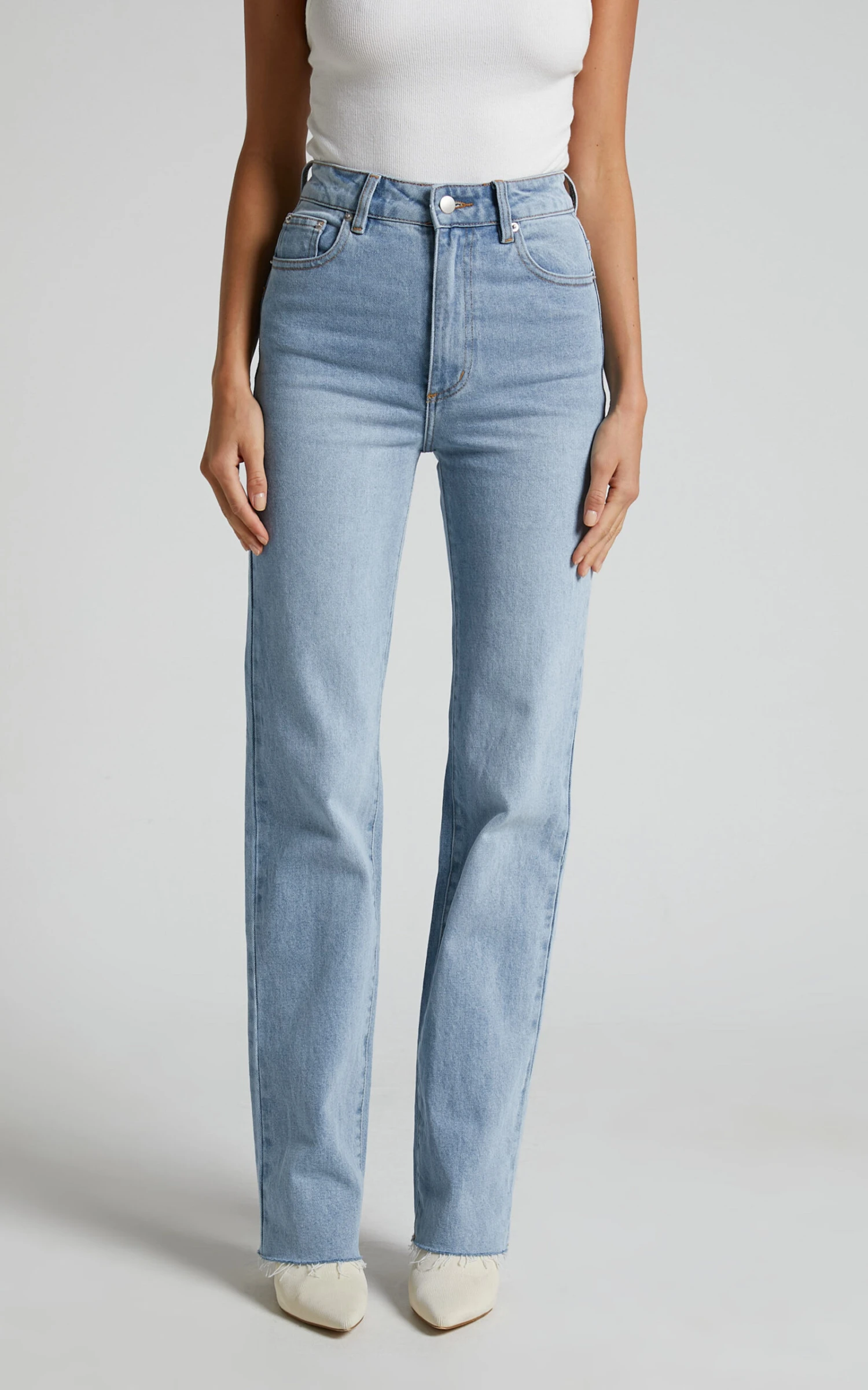 Showpo Dexter High Waisted Straight Leg Denim Jeans In Mid Blue Wash 3 Showpo Dexter High Waisted Straight Leg Denim Jeans In Mid Blue Wash - Image 3