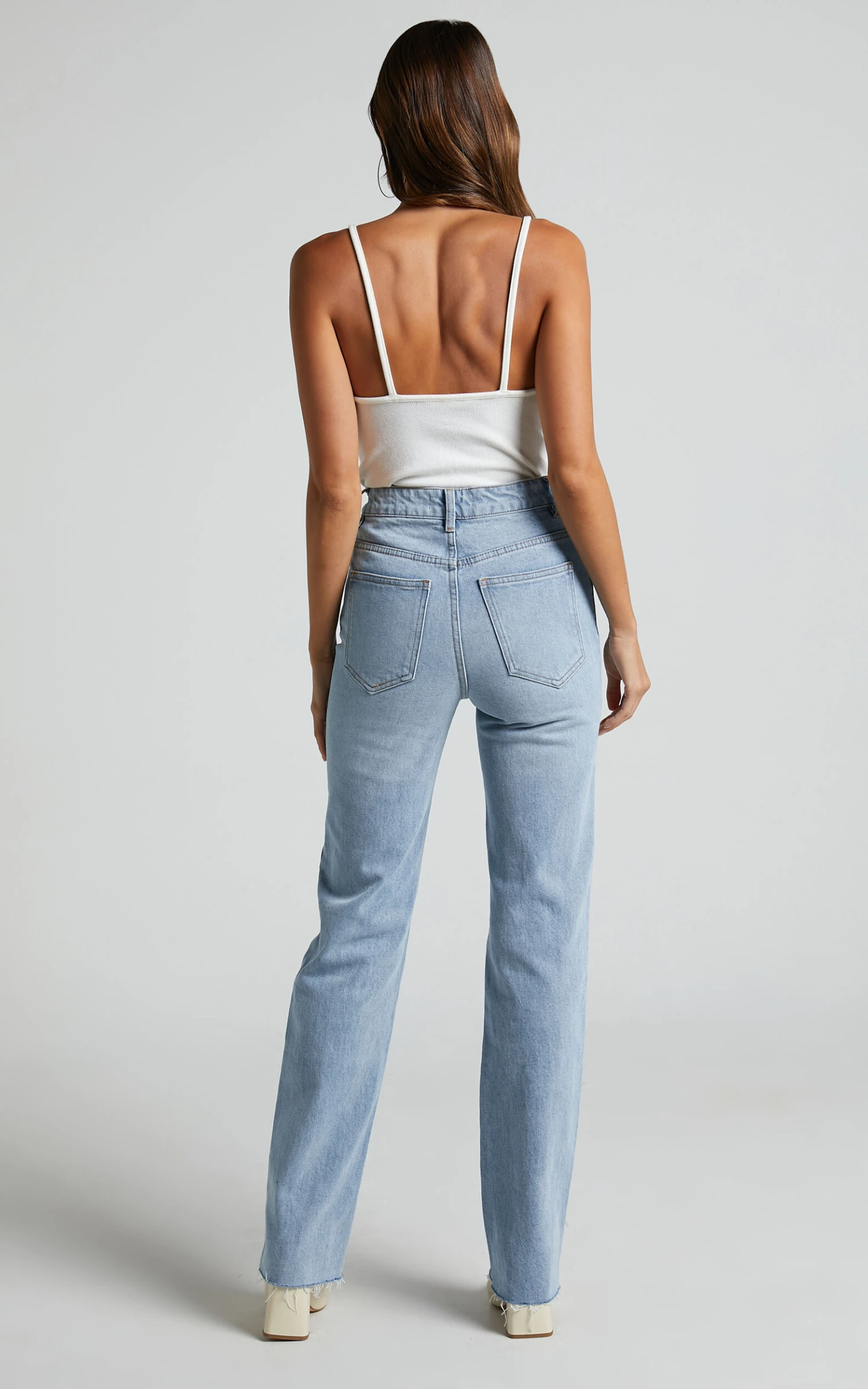 Showpo Dexter High Waisted Straight Leg Denim Jeans In Mid Blue Wash 7 Showpo Dexter High Waisted Straight Leg Denim Jeans In Mid Blue Wash - Image 7