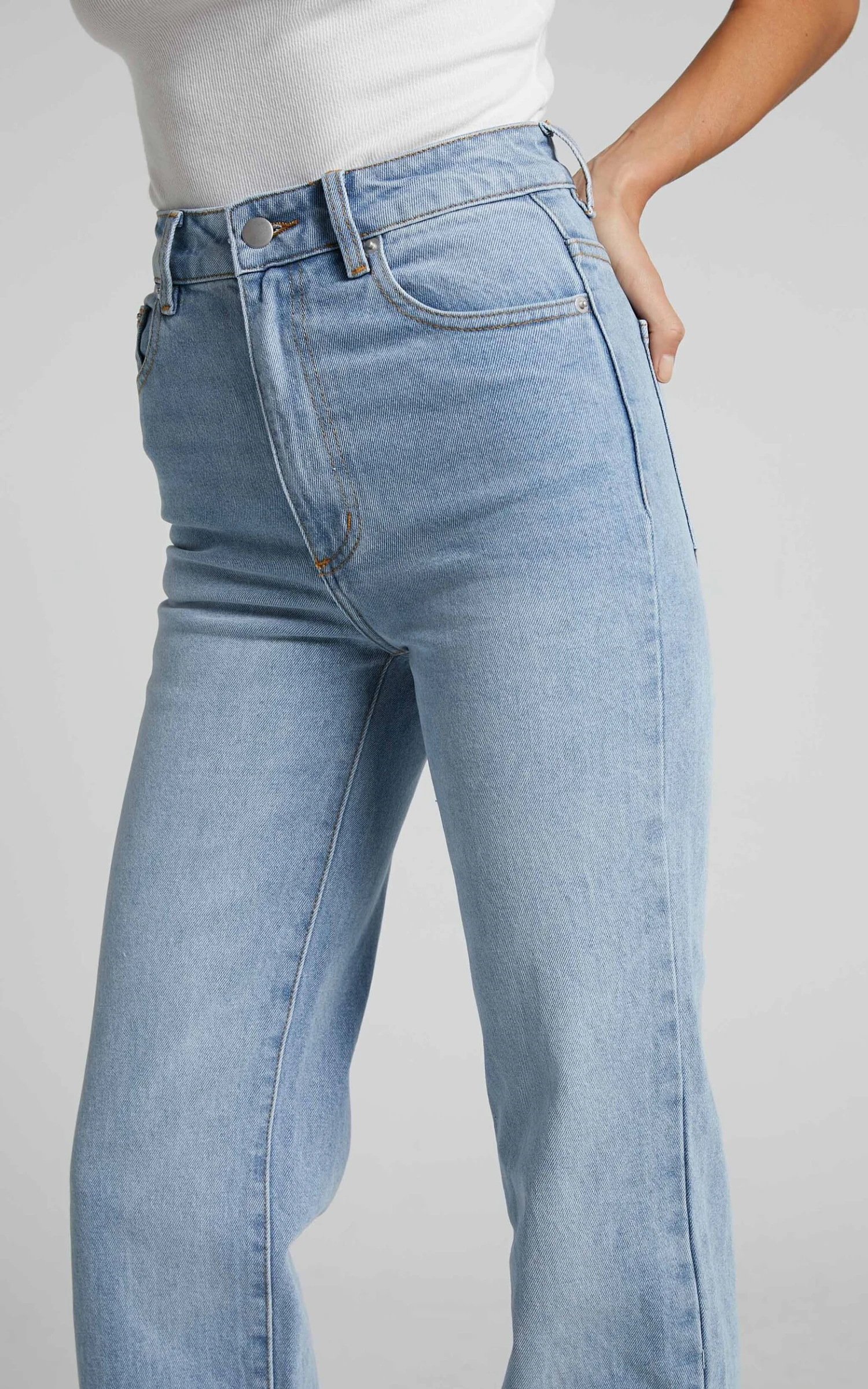 Showpo Dexter High Waisted Straight Leg Denim Jeans In Mid Blue Wash 6 Showpo Dexter High Waisted Straight Leg Denim Jeans In Mid Blue Wash - Image 6