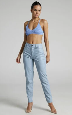 Showpo Dilyenne Mid Waist Straight Leg Faux Leather Pants In Blue -Showpo Women's Clothing Store Dilyenne High Waist Straight Leg Pants in Blue 2528SB20010022092529 2