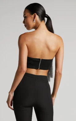 Showpo Dina Top - Strapless Fringe Tier Crop Top In Silver -Showpo Women's Clothing Store Dina Strapless Fringe Bodice in Silver 29