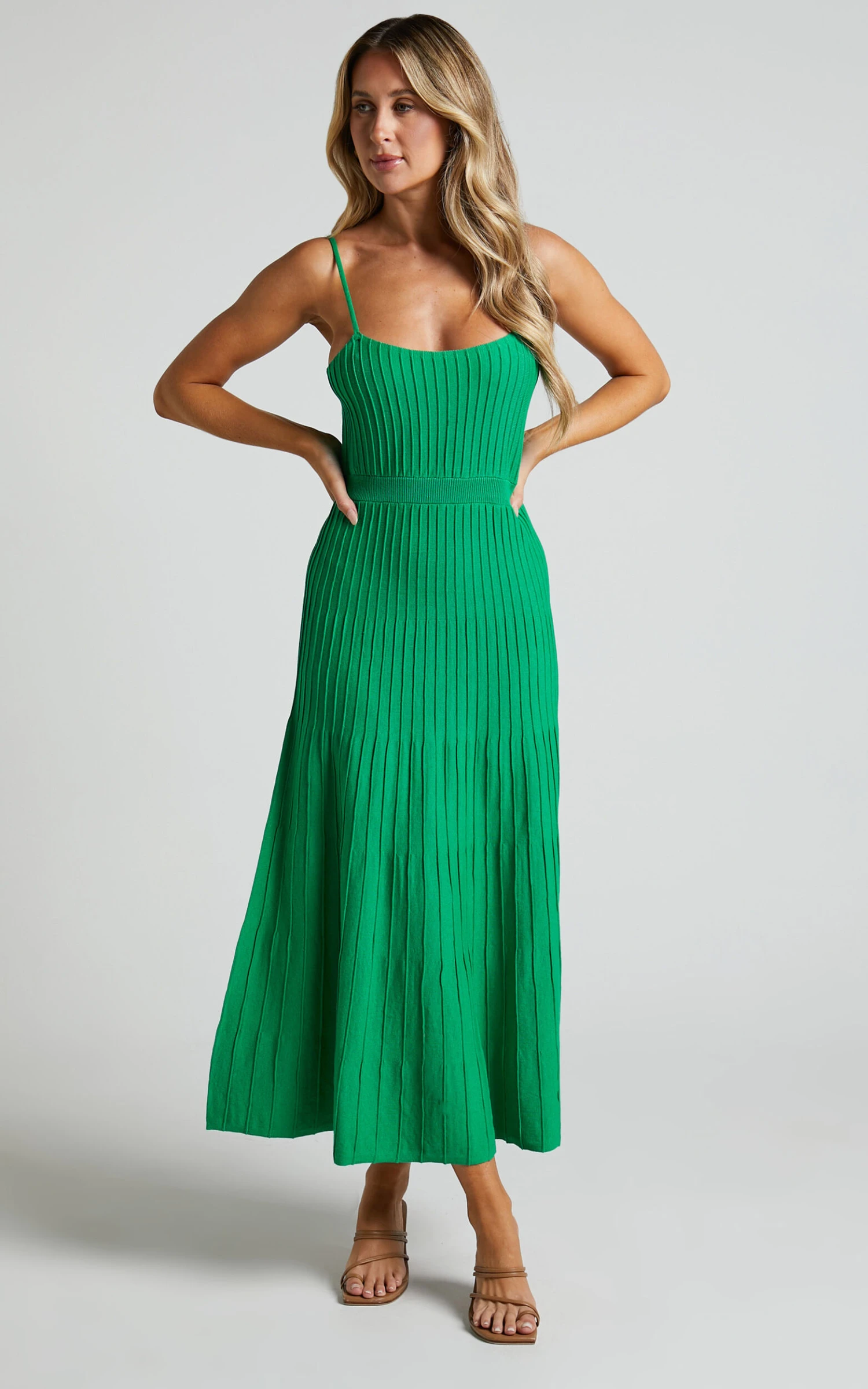 Showpo Donissa Midi Dress - Panelled Knit Dress In Green 5 Showpo Donissa Midi Dress - Panelled Knit Dress In Green - Image 5