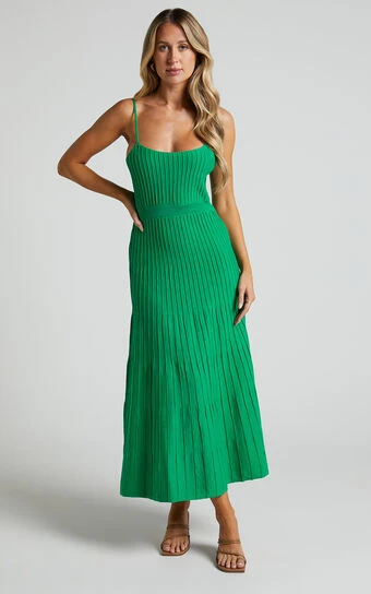 Showpo Donissa Midi Dress - Panelled Knit Dress In Green 1 Showpo Donissa Midi Dress - Panelled Knit Dress In Green